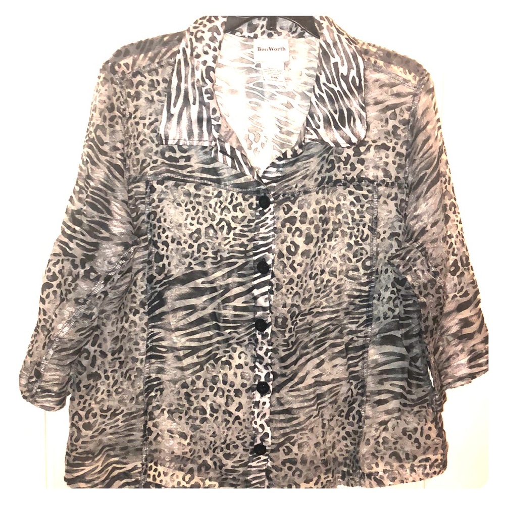 Bon Worth Animal Print Burn Out Blouse